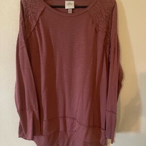 Knox Rose Women's Mauve Lace Long Sleeve Top